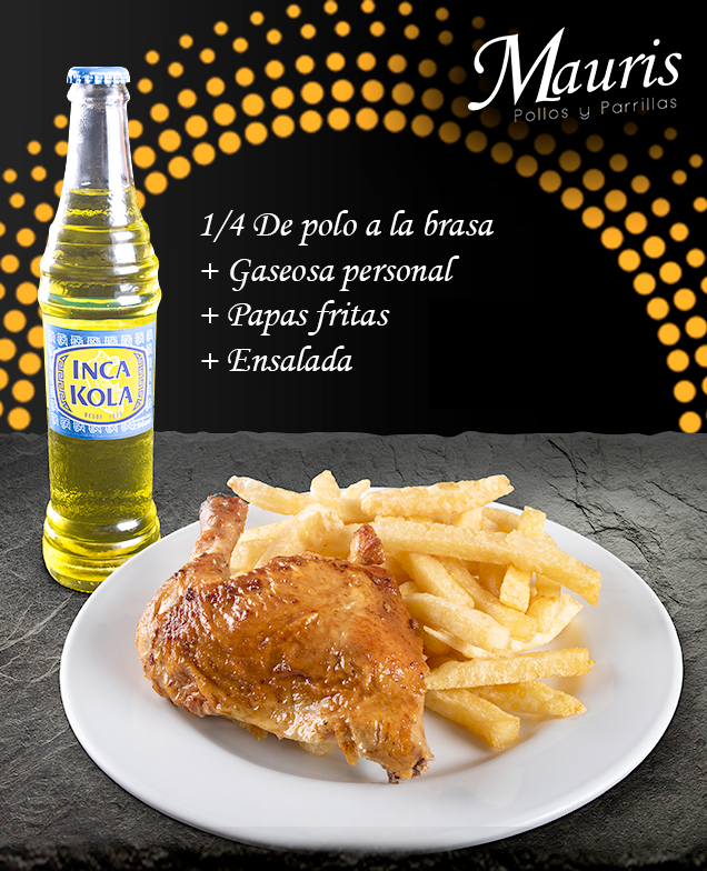 1/4 pollo c/ papas y ensalada